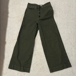 Olive Green Wide-Leg Pants